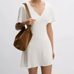 Vestido Blanco Suelto Mangas Cortas 