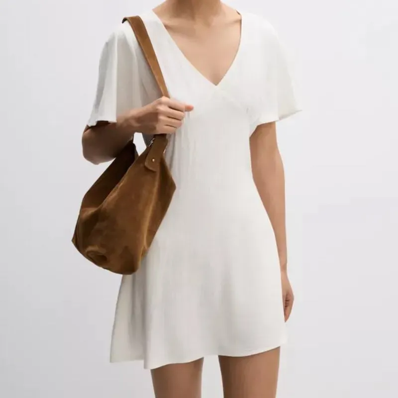 Vestido Blanco Suelto Mangas Cortas 