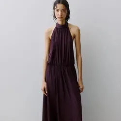 VESTIDO COLOR UVA ESPALDA DESCUBIERTA H&M