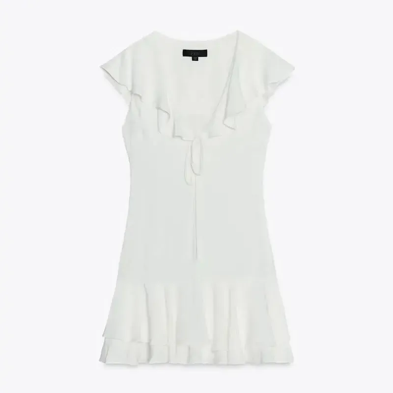 Vestido Corto de volantes blanco 