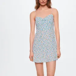 Vestido Corto Estampado Azul