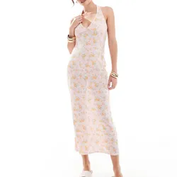 Vestido Estampado de Flores Crochet