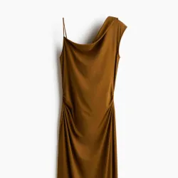 Vestido Jersey Asimétrico Beige Oscuro