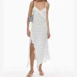 Vestido Largo Blanco Estampado Tirantes con Vuelos 