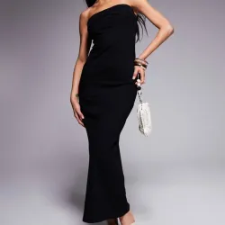 Vestido largo Cruzado Negro Strapless