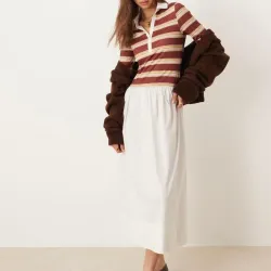 VESTIDO MIDI A RAYAS MARRON CHOCOLATE DE ESTILO RUGBY