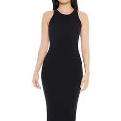 Vestido Negro Largo Escote Alto Tirantes