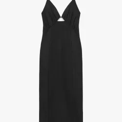 Vestido Negro Largo Suelto de Tirantes 