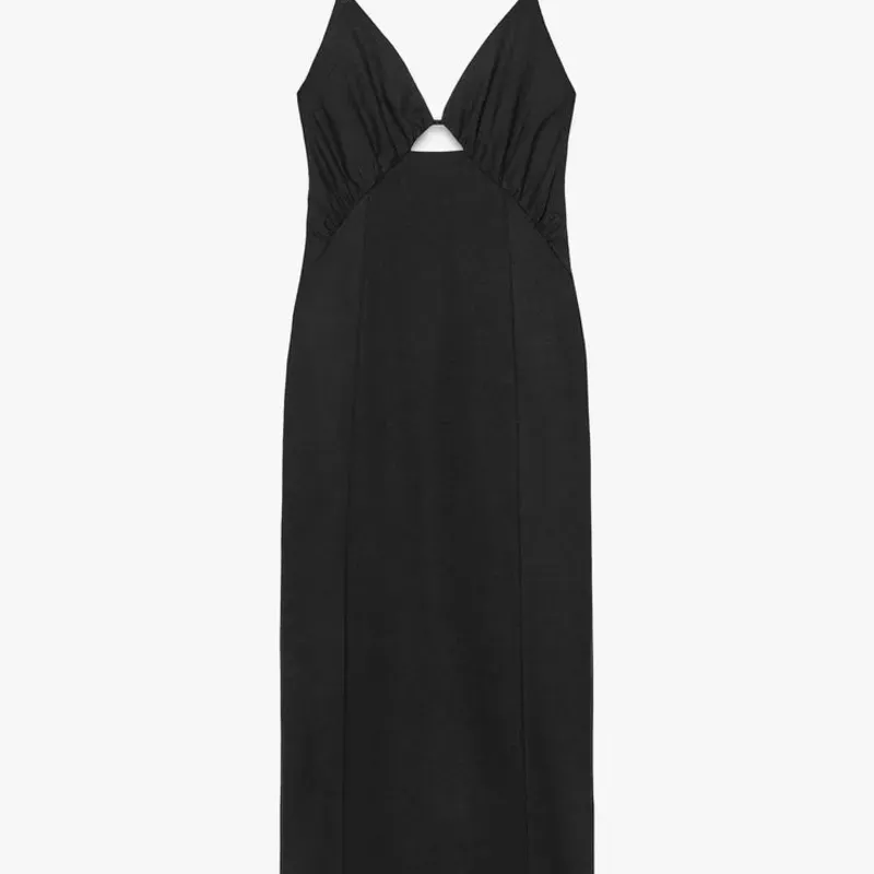 Vestido Negro Largo Suelto de Tirantes 