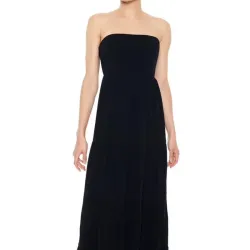 Vestido Negro Strapless Largo Suelto 