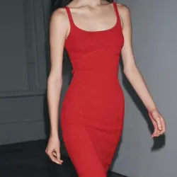Vestido Rojo Ajustado Canalé