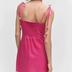 Vestido Rosa Lino Anudado 