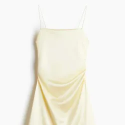 VESTIDO TIRANTE FRUNCIDO SATEN AMARILLO MANTEQUILLA