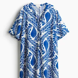 Vestido Tunica de Viscosa Azul y Blanco 