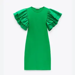 Vestido Verde Mangas Voladas