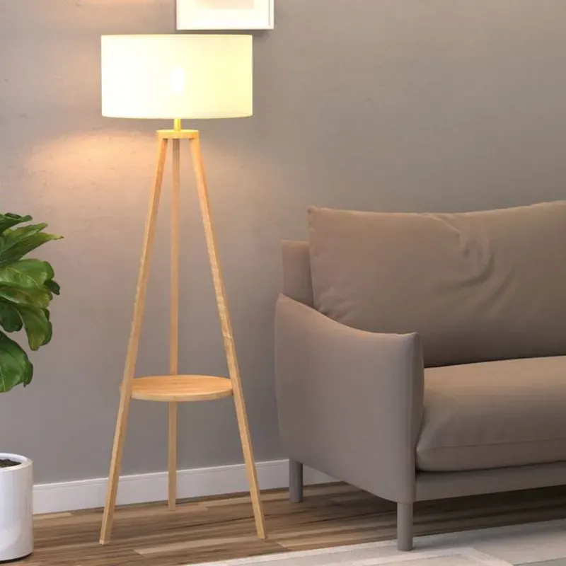 Luminaria de pie con mesa auxiliar