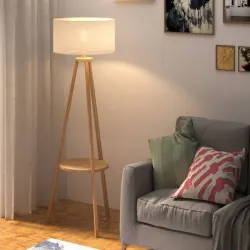 Luminaria de pie con mesa auxiliar