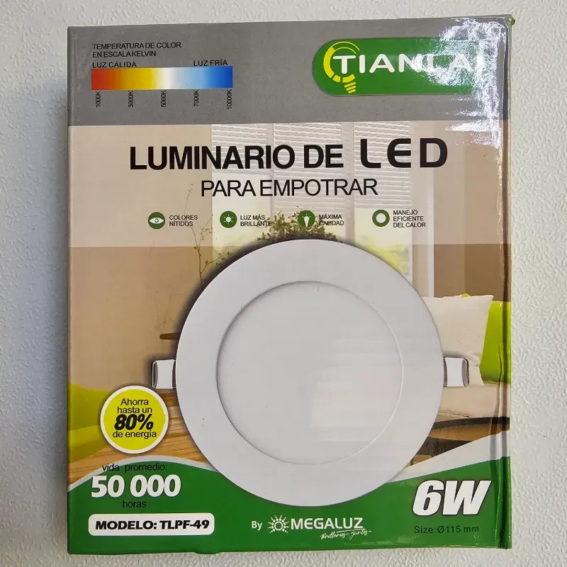 Panel empotrable led 6w luz cálida