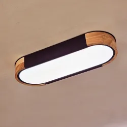 Plafón ovalado con madera y metal
