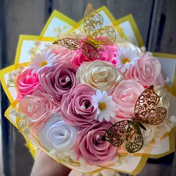 Ramo de 15 rosas 🌹 eternas forrado de papel coreano
