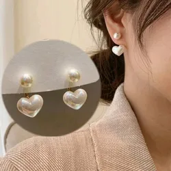 Aretes corazón de perla