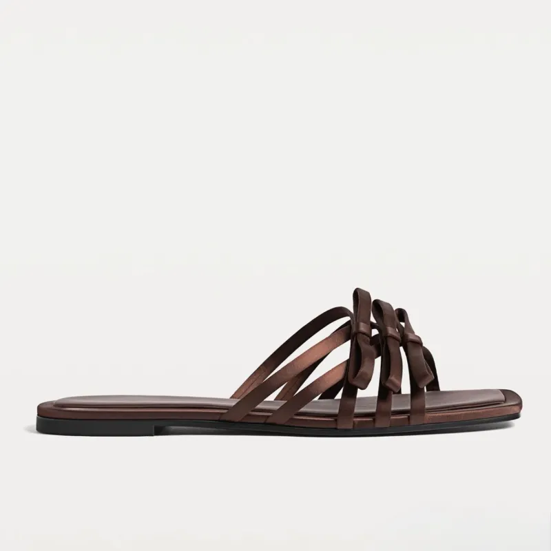 Sandalias planas con lazos Stradivarius