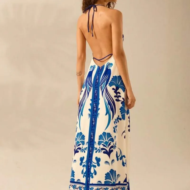 Vestido azul estampado 