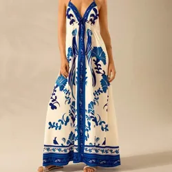 Vestido azul estampado 