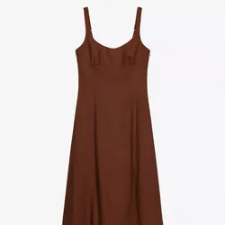 Vestido chocolate con abertura Zara