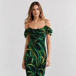 Vestido estampado verde/negro 