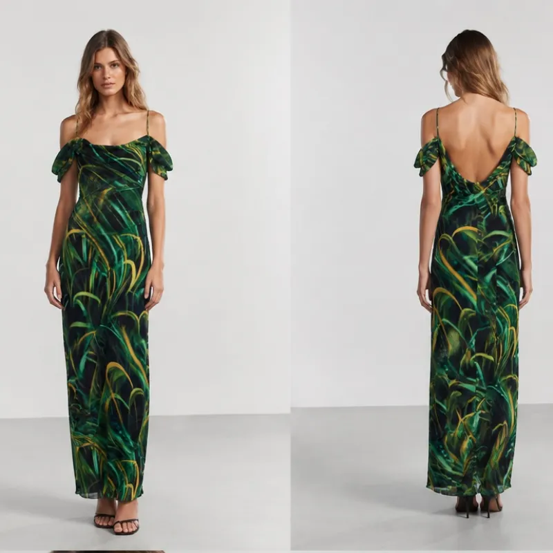 Vestido estampado verde/negro 