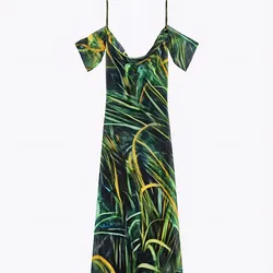 Vestido estampado verde/negro 