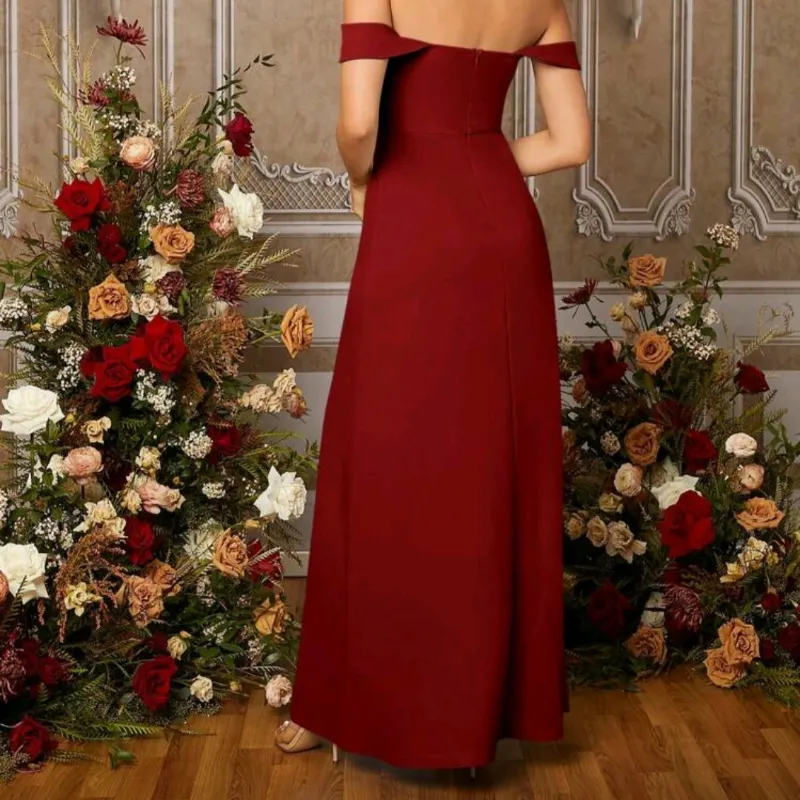 Vestido gala rojo vino
