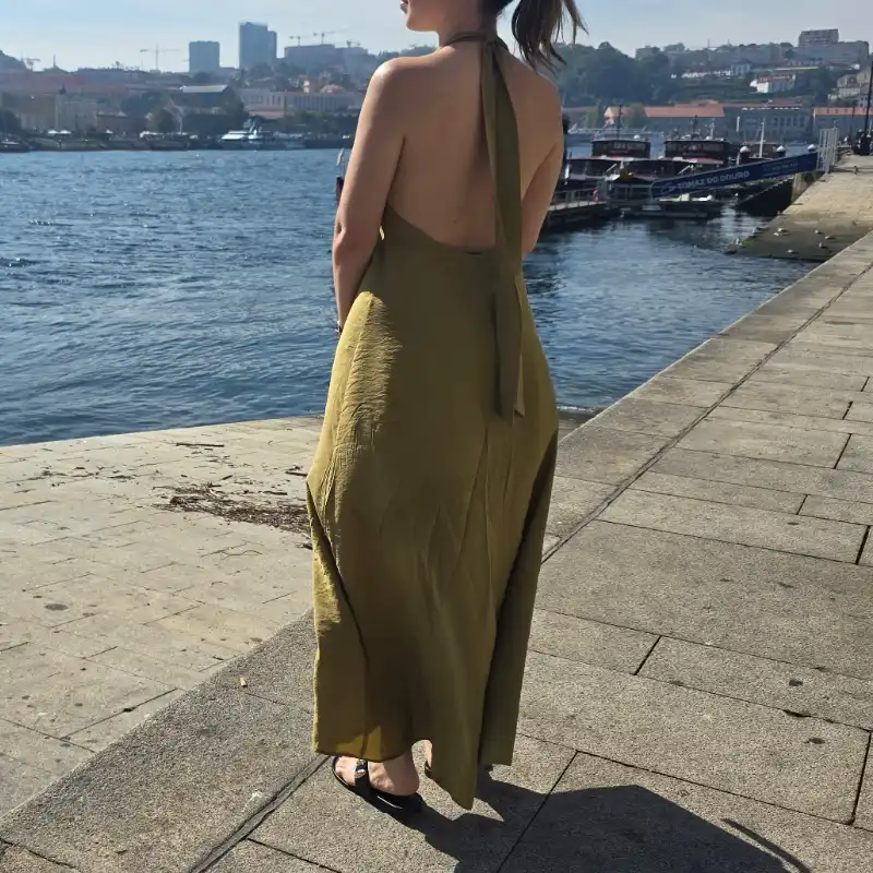 Vestido halter verde Zara