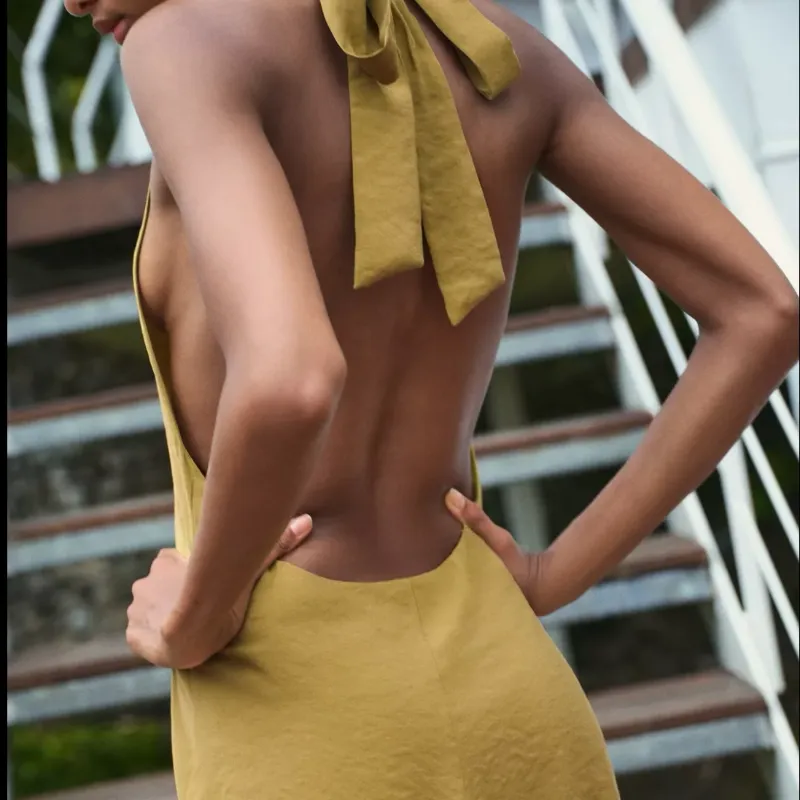 Vestido halter verde Zara