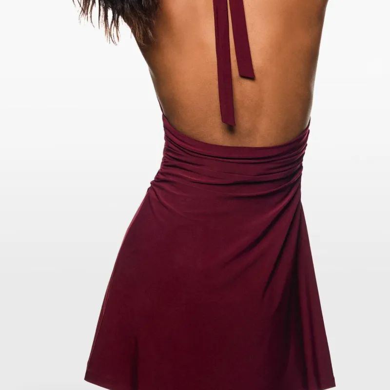 Vestido mini halter Rojo Bershka