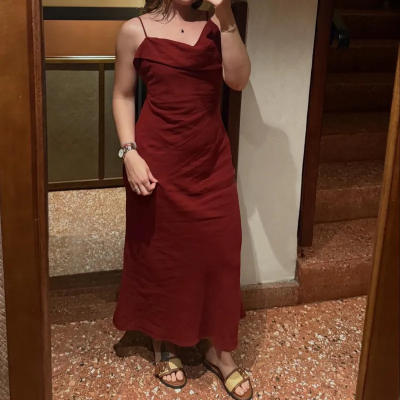 Vestido Ramie Strappy Zara