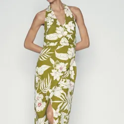 Vestido verde con flores 