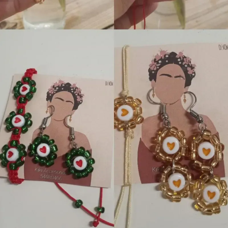 Conjunto de aretes y pulsera Frida 