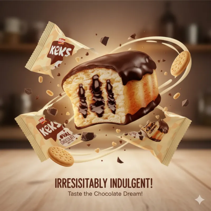 Bifa Keks Oval Chocolate - Pastel de Vainilla con Salsa de Chocolate y Cobertura de Cacao.