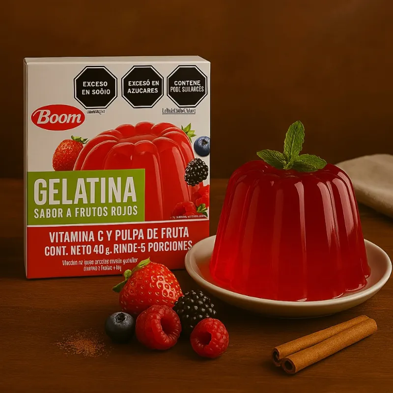 Gelatina sabor a frutos rojos Boom
