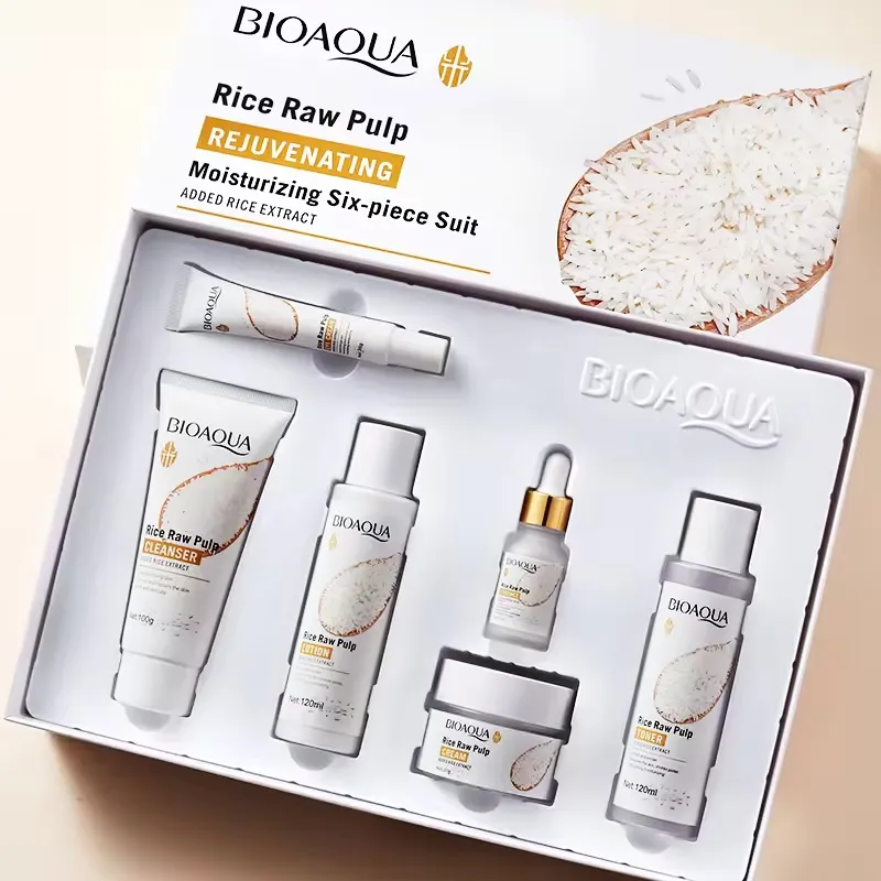 Kit de Rejuvenecimiento e Hidratación (6 Piezas) - Bioaqua Rice Raw Pulp