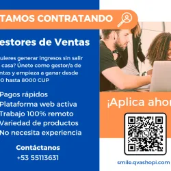 Buscamos gestores para ventas (Trabajo 100% desde casa) 