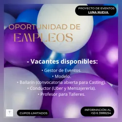 Se busca Personal: Modelos, Bailarines, Profesores, Choferes y Gestores