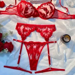 Conjunto de lencería de 5 piezas, ajustador con aros 