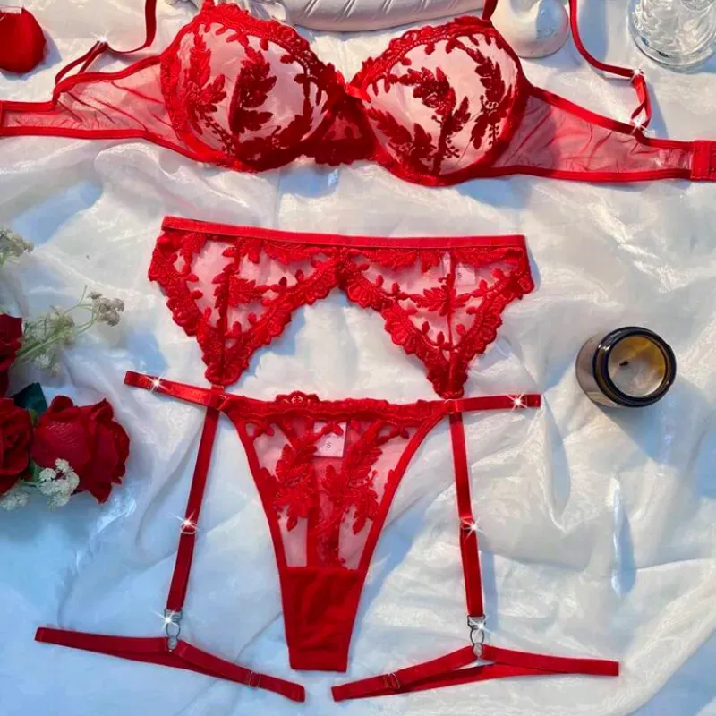 Conjunto de lencería de 5 piezas, ajustador con aros 