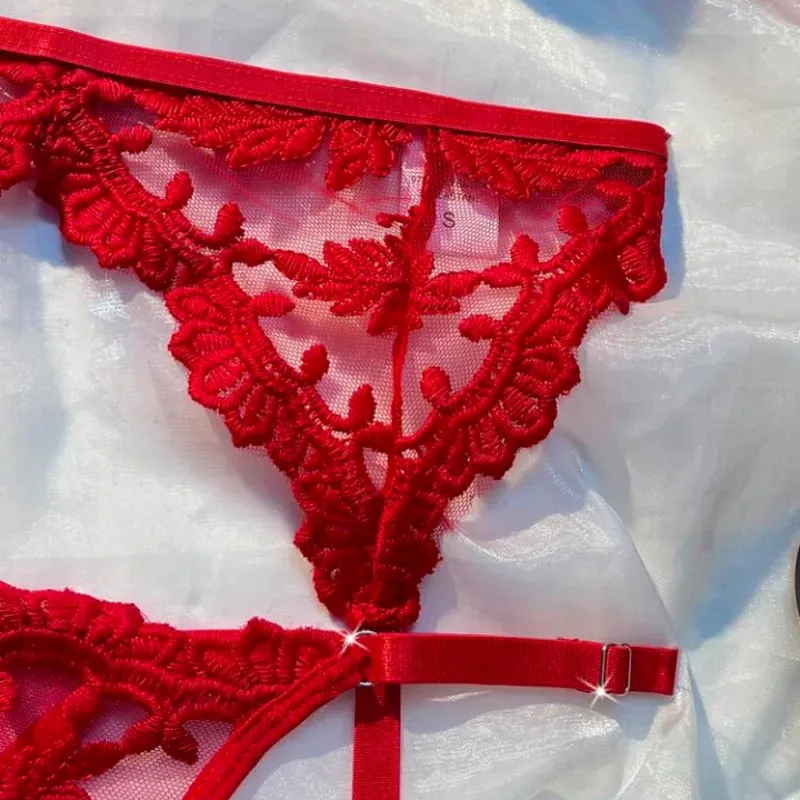Conjunto de lencería de 5 piezas, ajustador con aros 