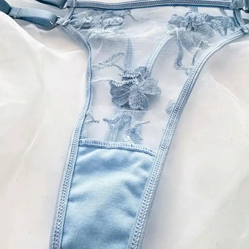 Conjunto de lencería sexy de corset y tanga ajustable de encaje 