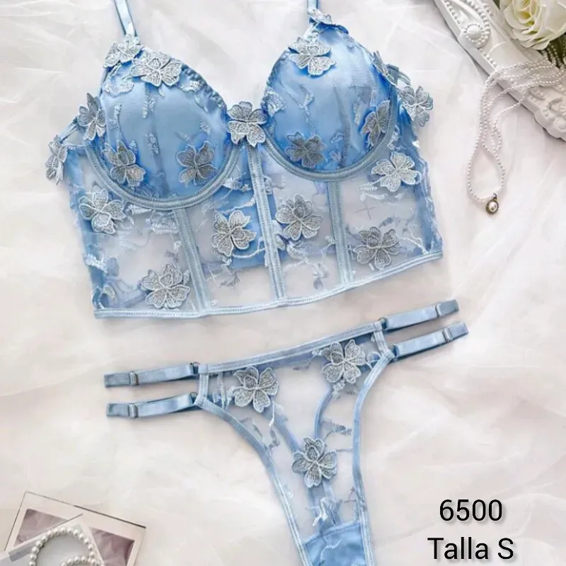 Conjunto de lencería sexy de corset y tanga ajustable de encaje 