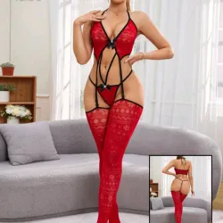 Conjunto de lencería tipo maya con medias